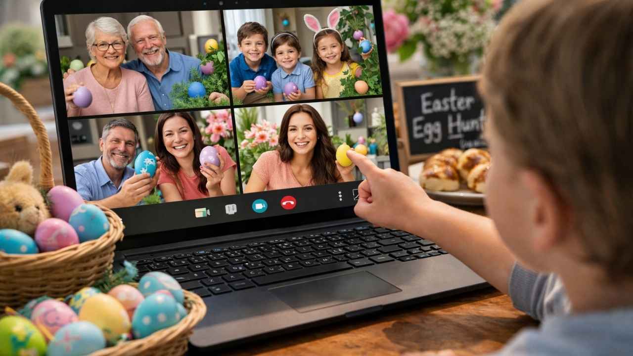 Illustration of a virtual Easter egg hunt 