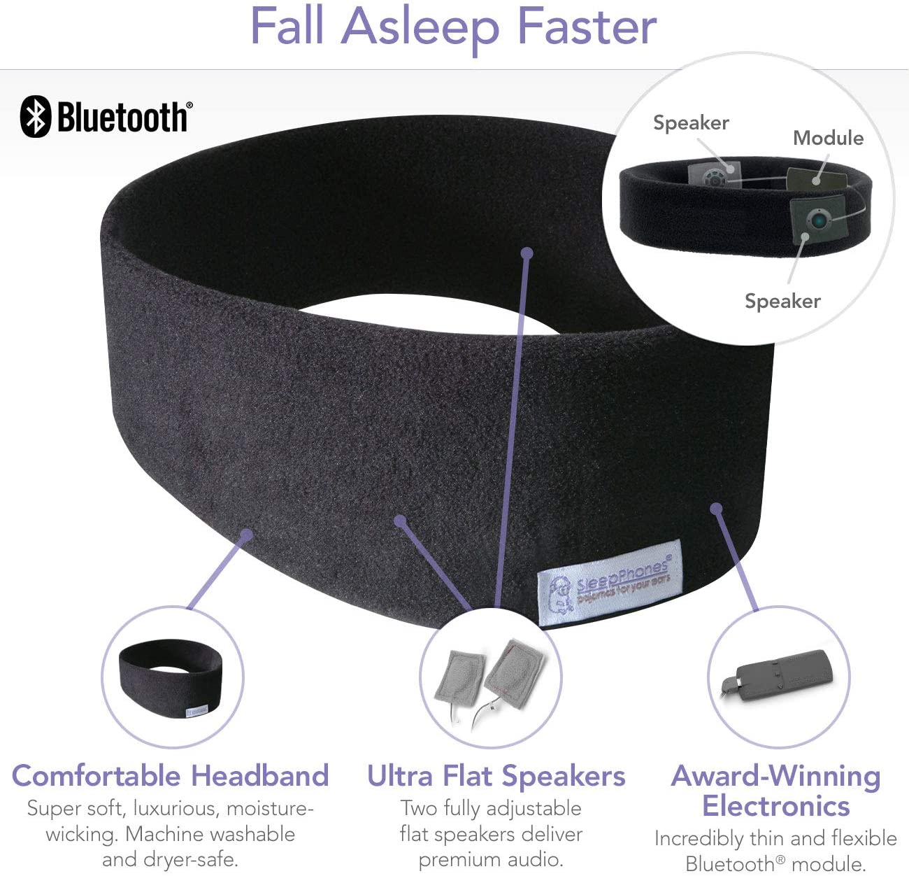 NEW! SleepPhones® Wireless (Bluetooth® Sleep Headphones)  SleepPhones®  Comfortable Headband Headphones for Sleeping