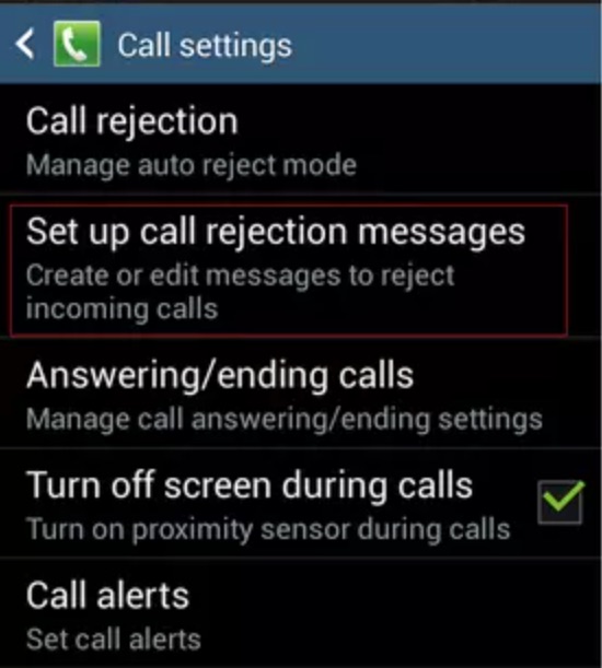 Quickly respond to a call with a pre-created message: Android