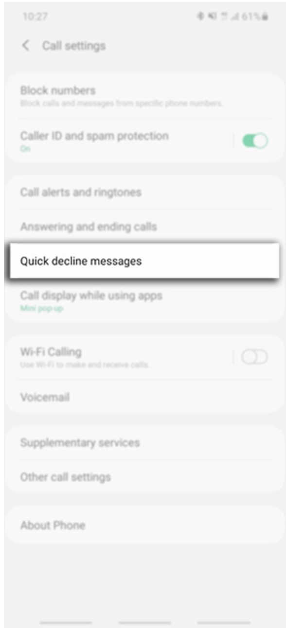 Quickly respond to a call with a pre-created message: Samsung
