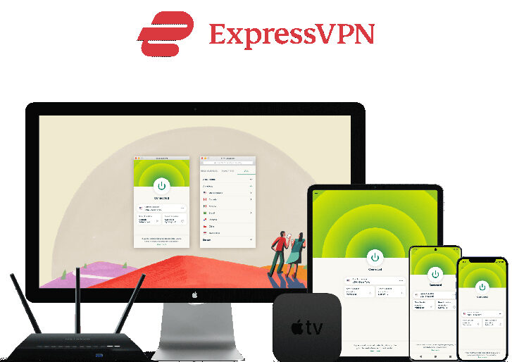 computers phones and tablets with ExpressVPN software
