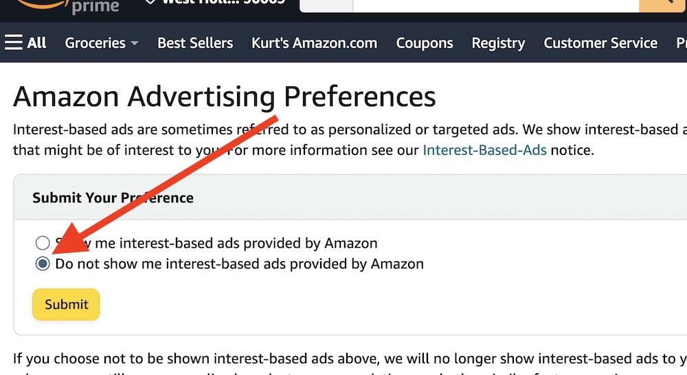 Amazon Advertising Preferences