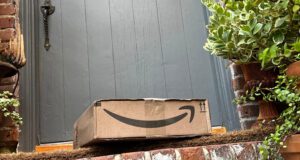Amazon gift box on doorstep