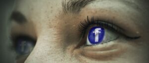 Woman's focus on facebook
