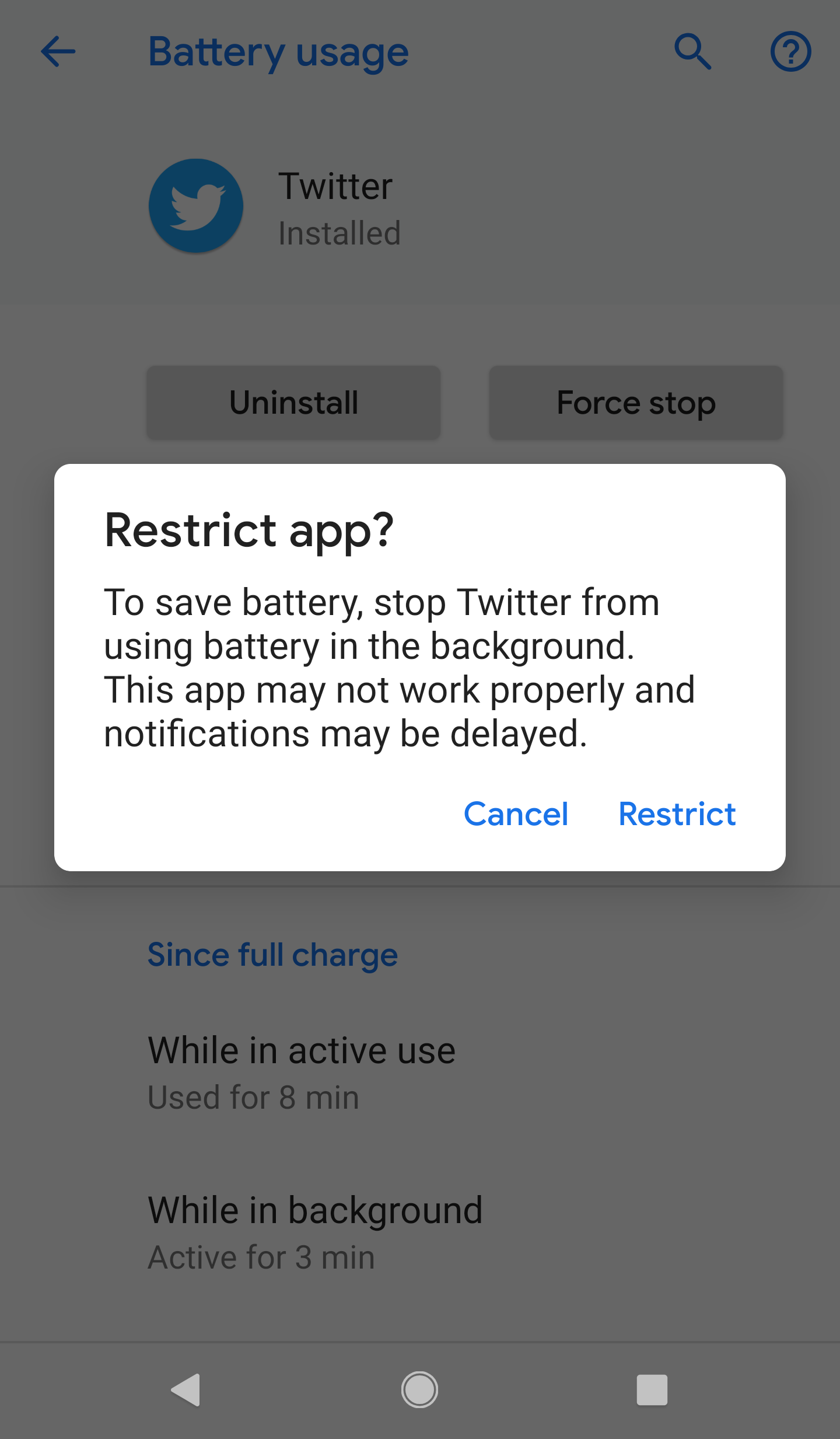 android screenshot restrict battery