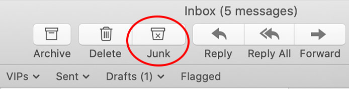 apple mail junk toolbar