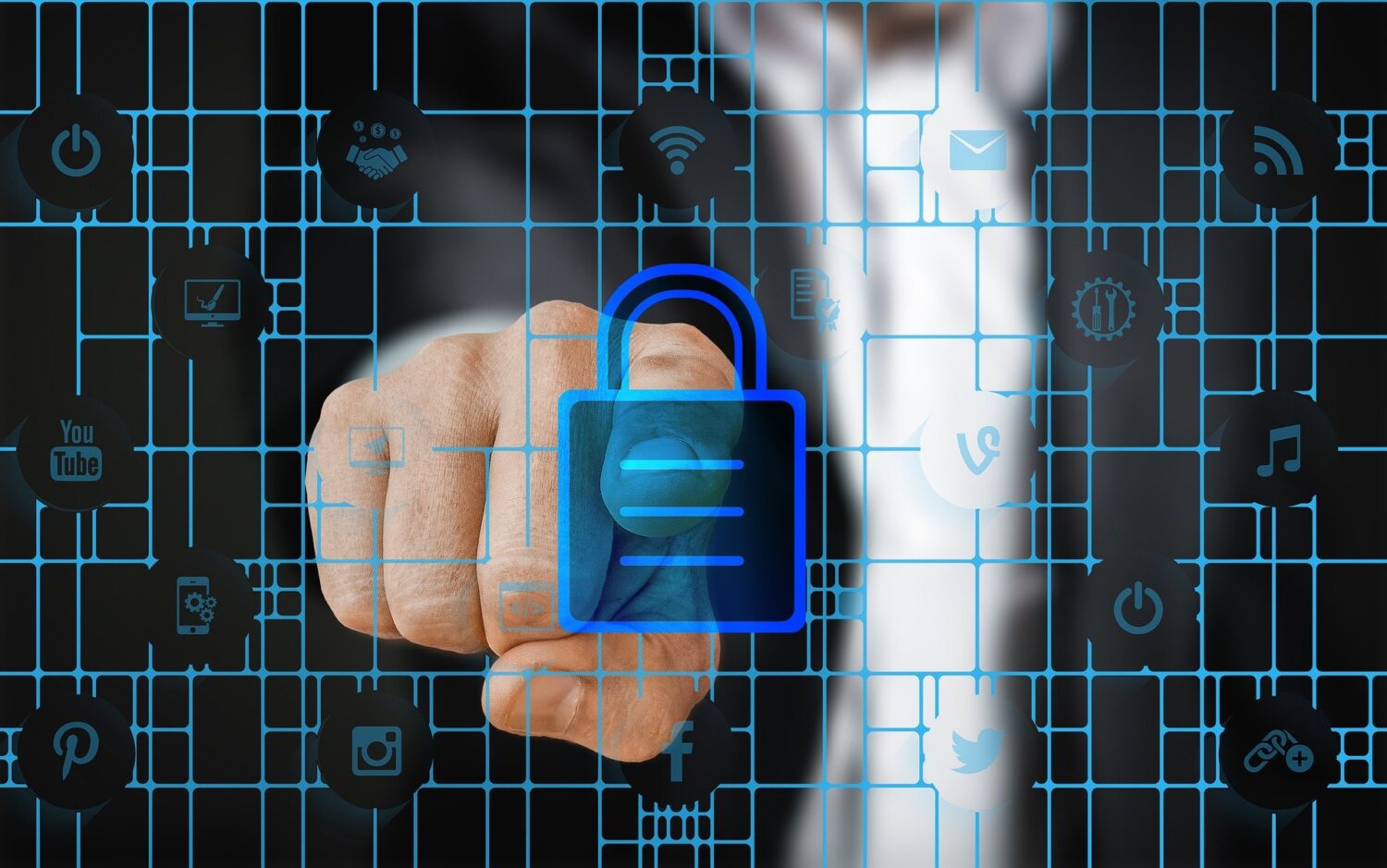 hand and computer security lock