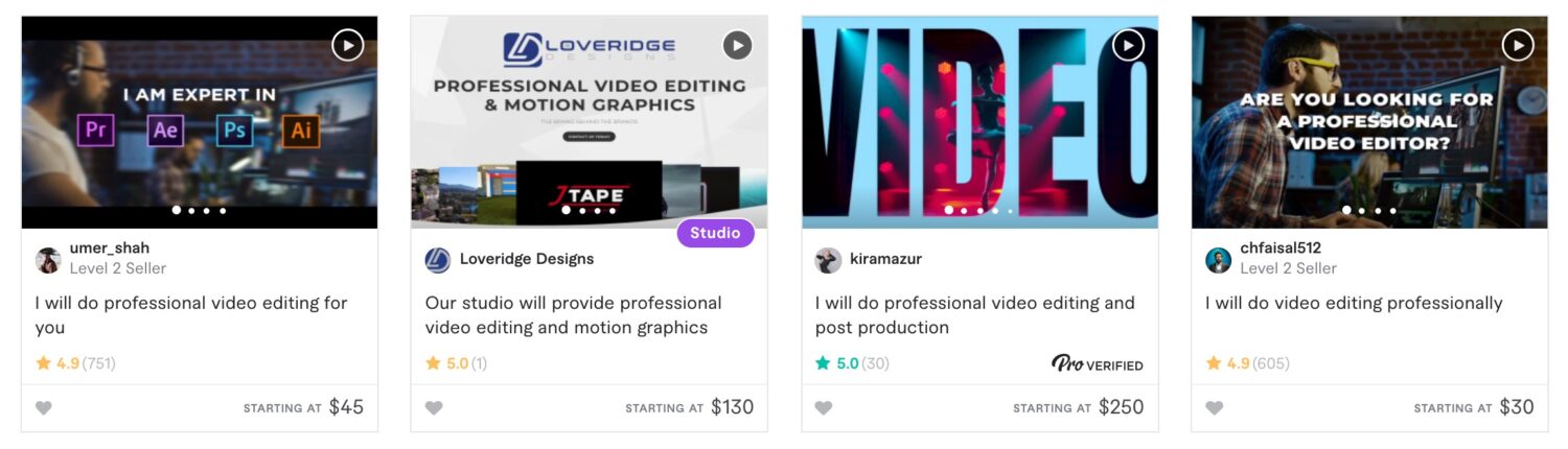 Fiverr Video Editing jobs
