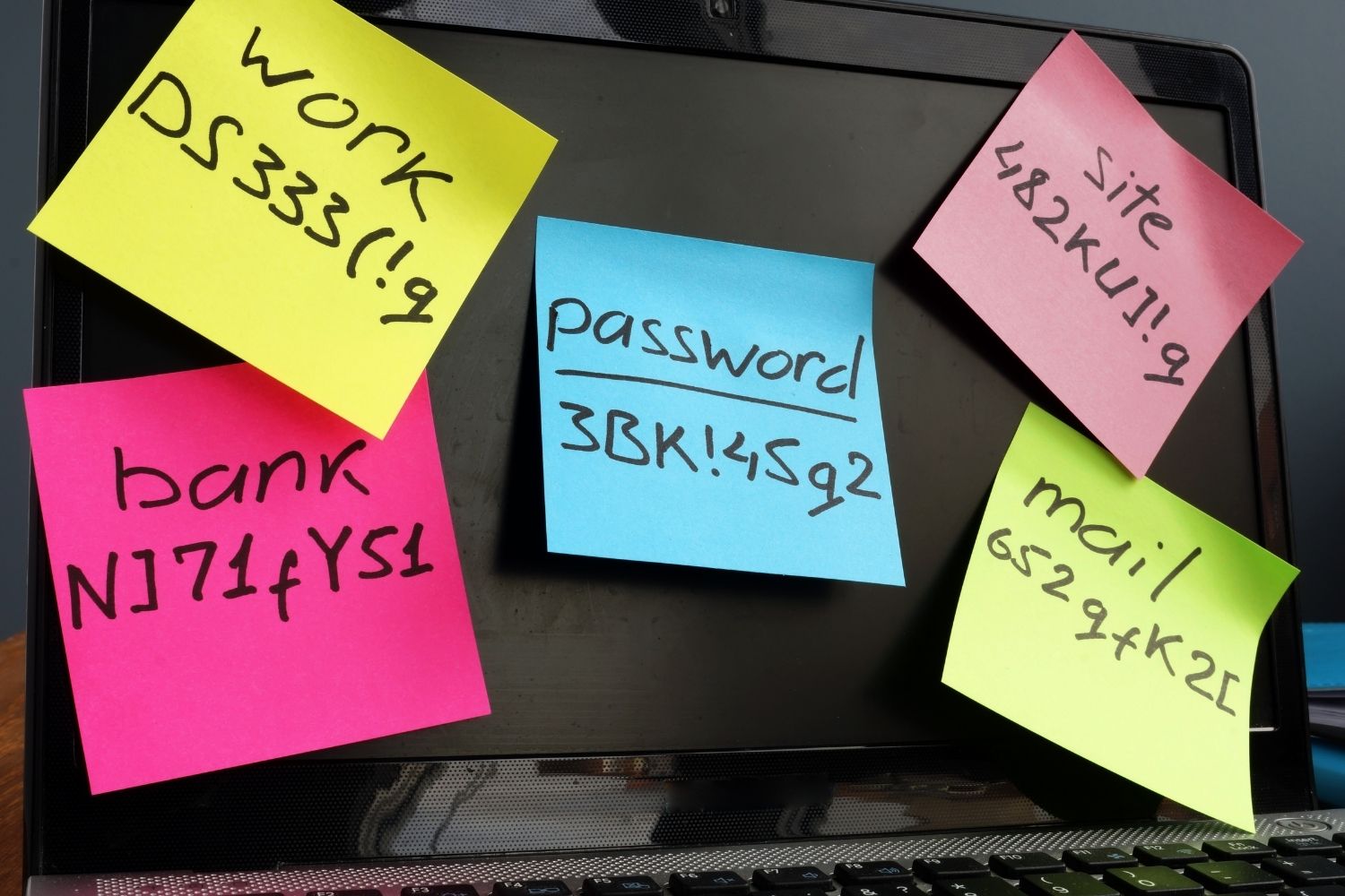 stickies on computer with computer passwords