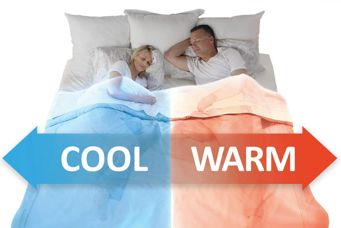 cool warm bed couple sleeping