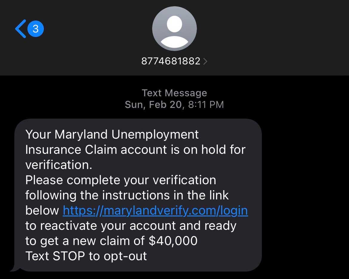 maryland unemployment claim scam