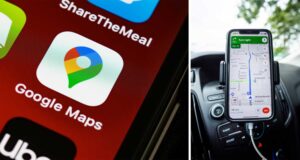 google maps app being used in car