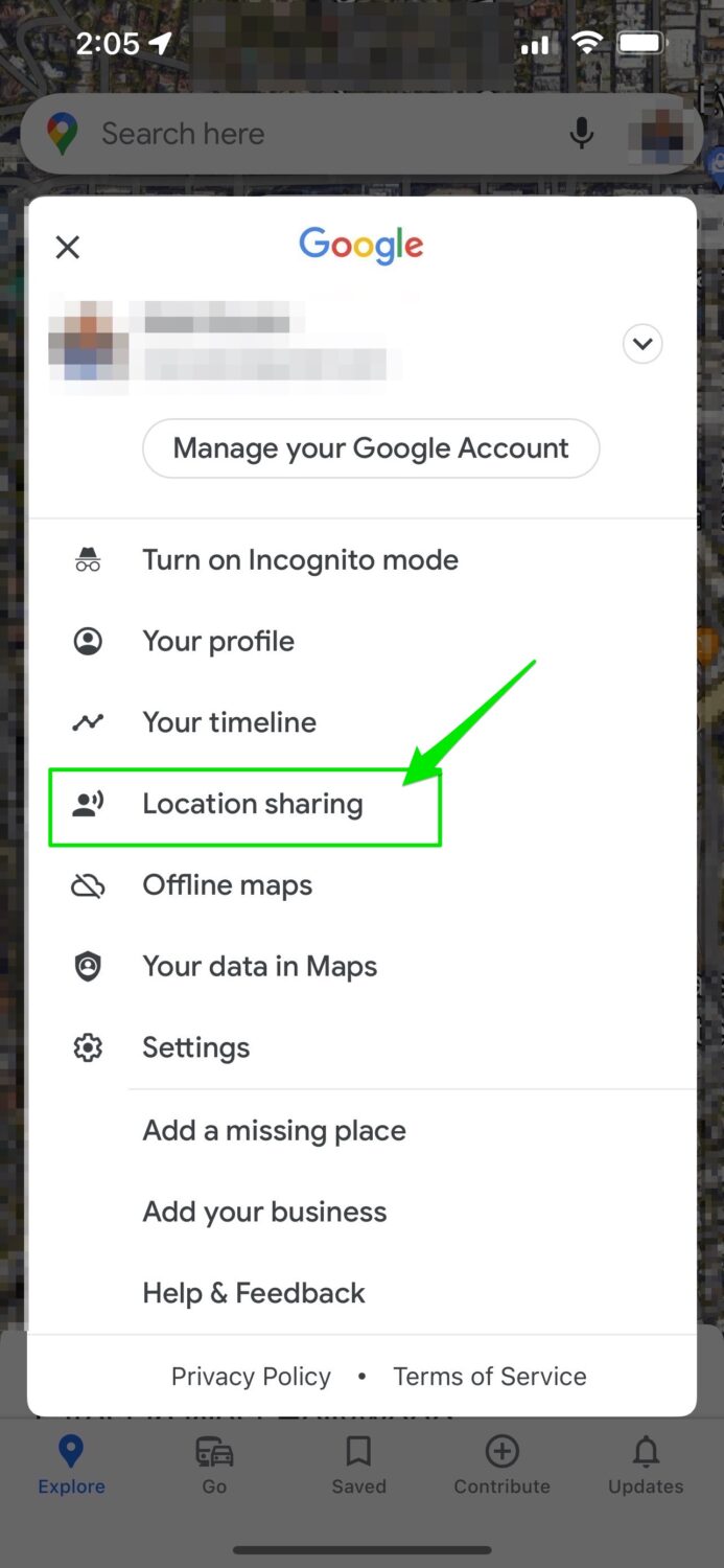google maps - send your location