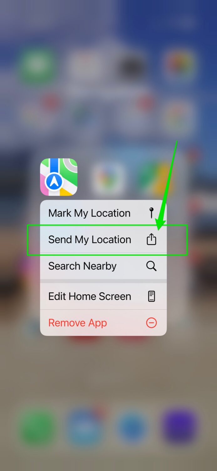 apple maps - send my location