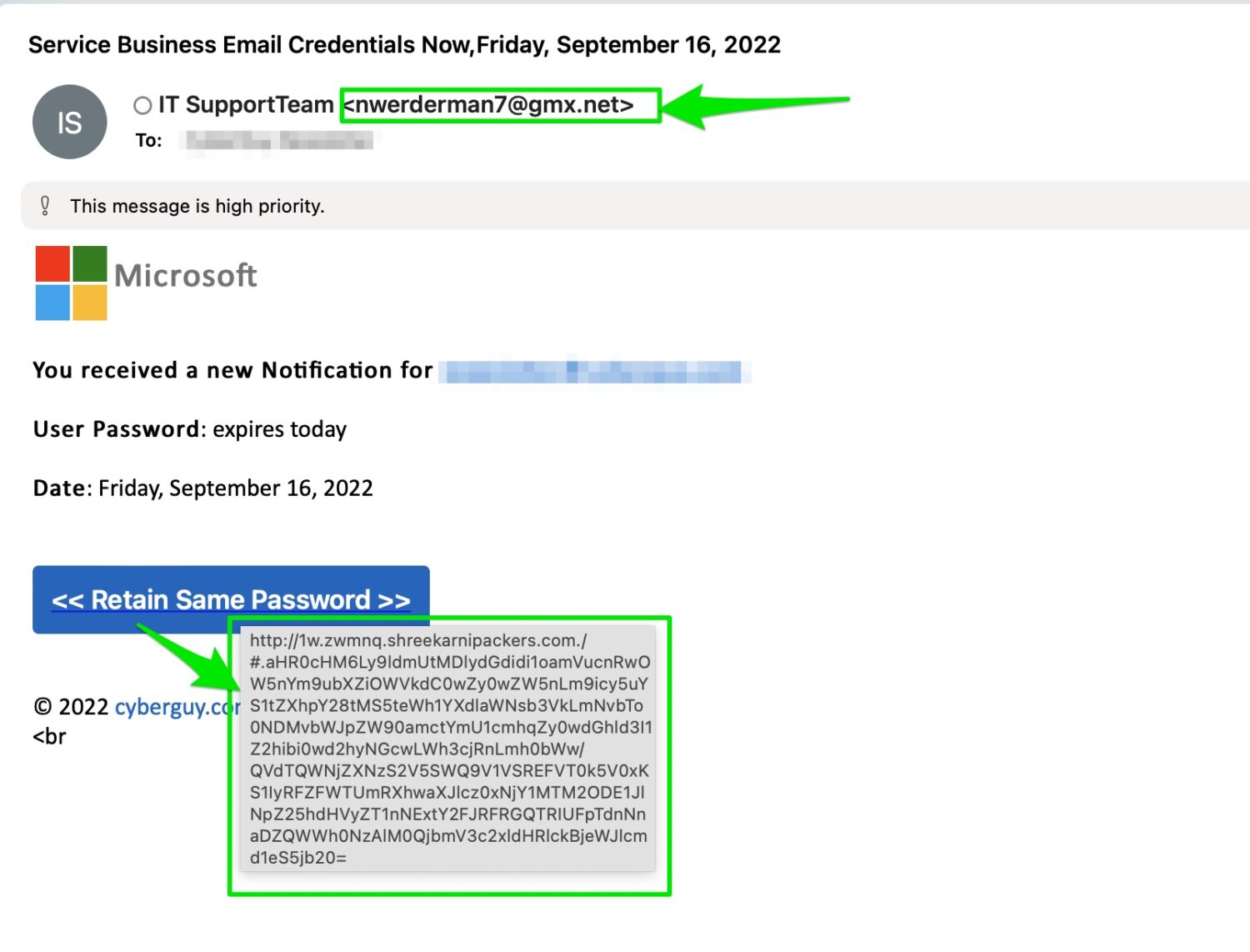 Microsoft Email Phishing Attack