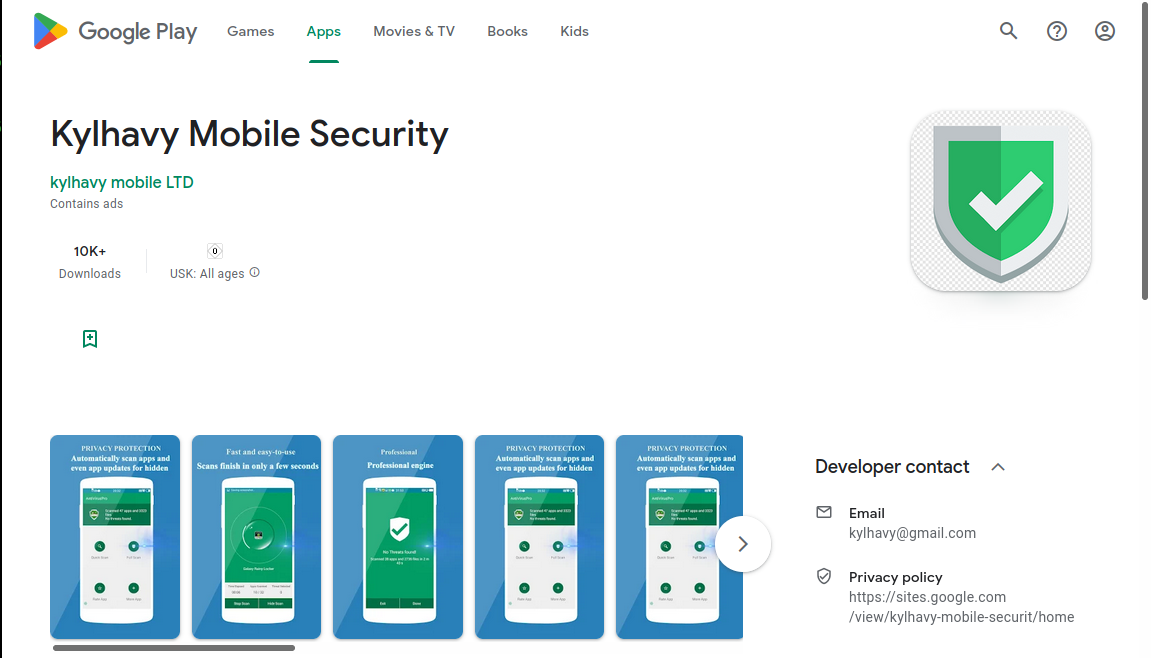 Kylhavy Mobile Security app - delete now