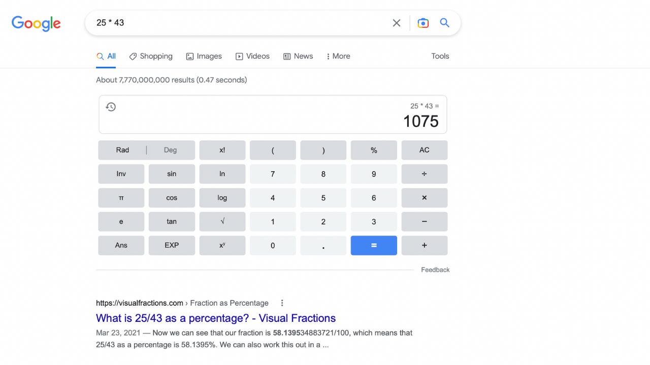 Google search math equation