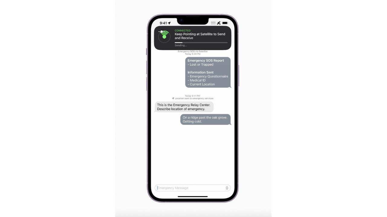 Apple’s Emergency SOS via satellite feature - TEXT MESSAGE SCREEN