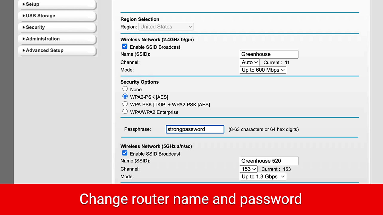 change router name and password