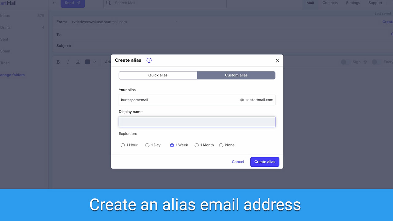 create alias email