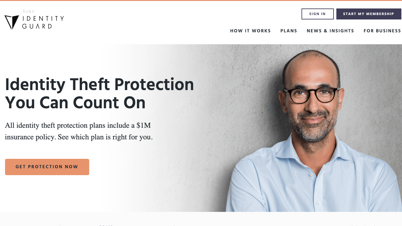 Identity Guard logo with adult male in glasses and button down shirt