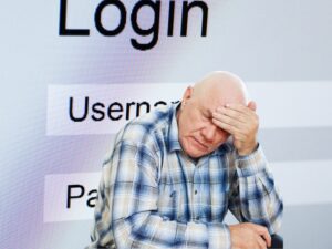 elderly man upset - locked out of deceased wife's computer