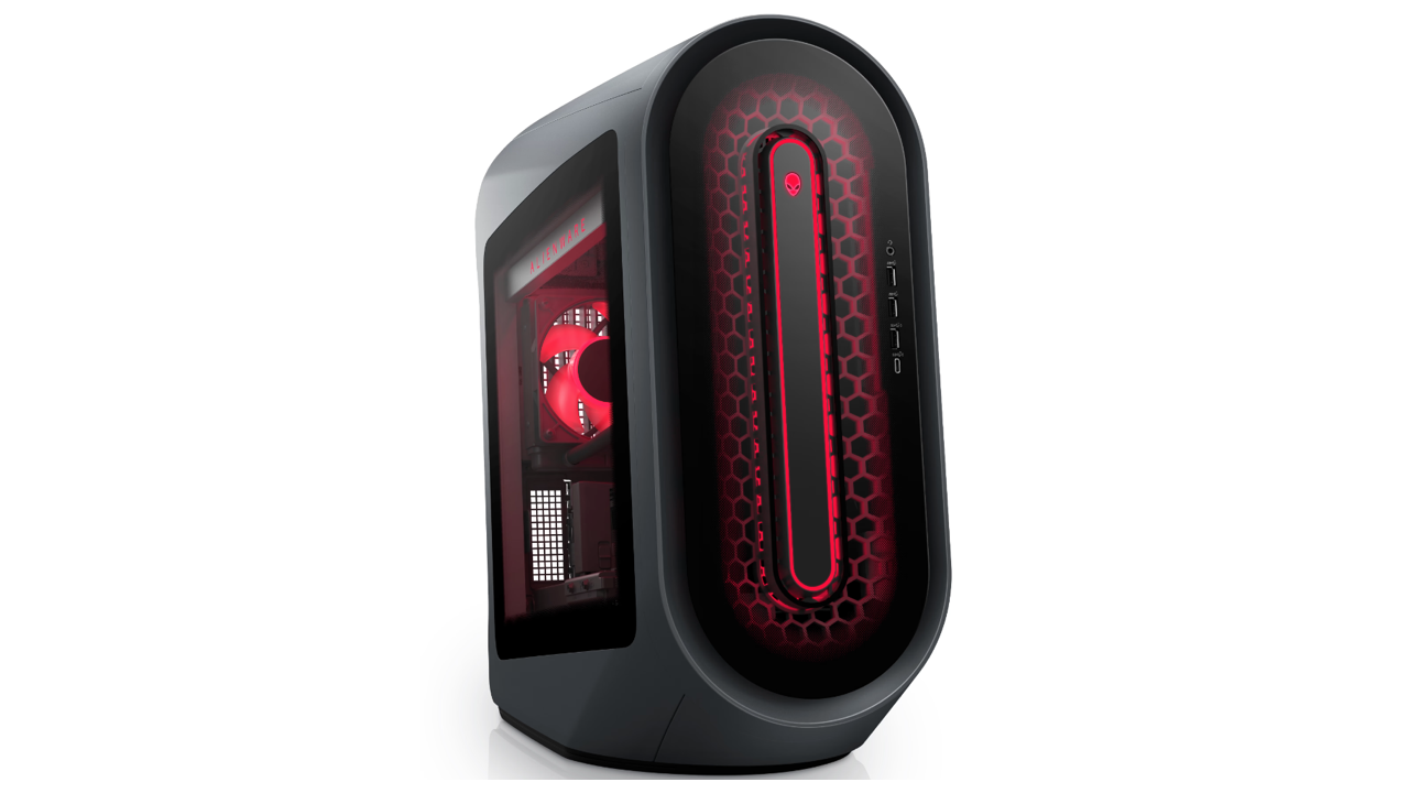 Red and black computer tower Alienware Aurora R14 