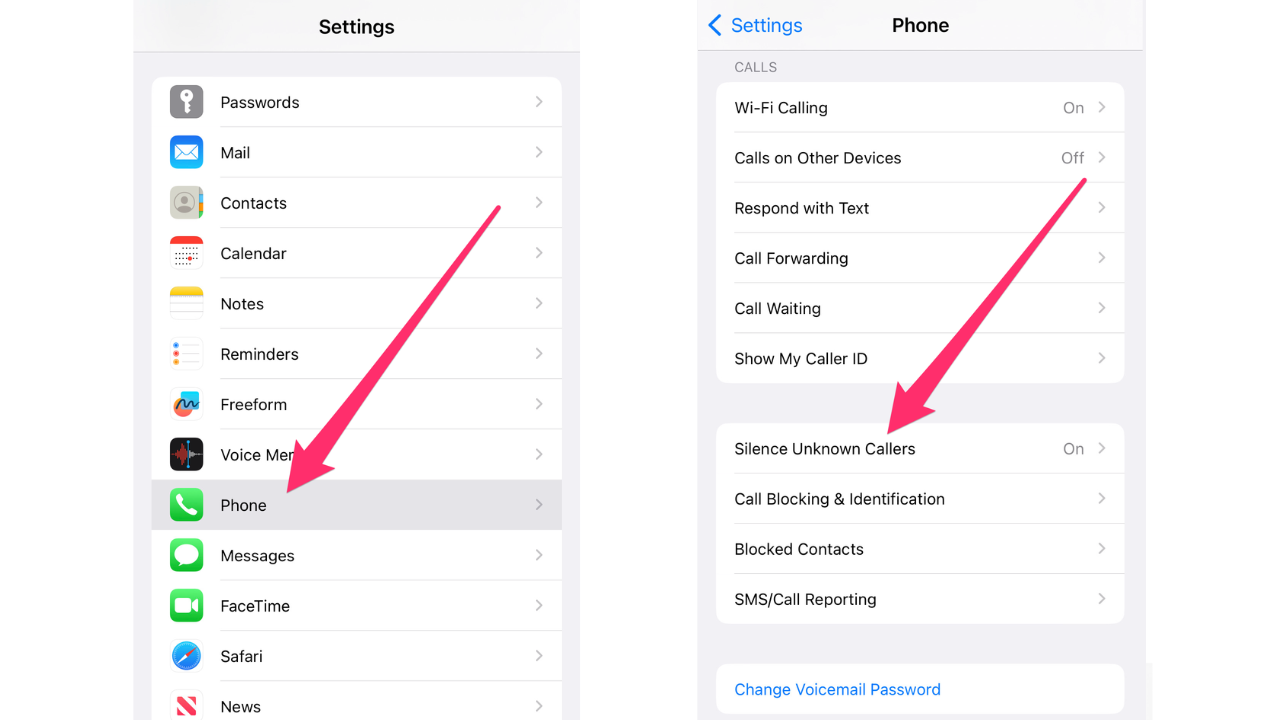 screenshot of iphone settings app