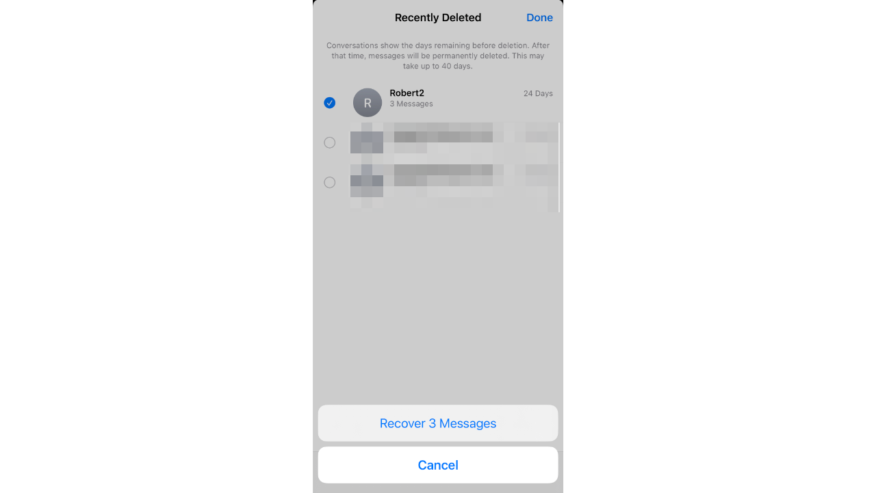 Screenshot of text message screen on Iphone