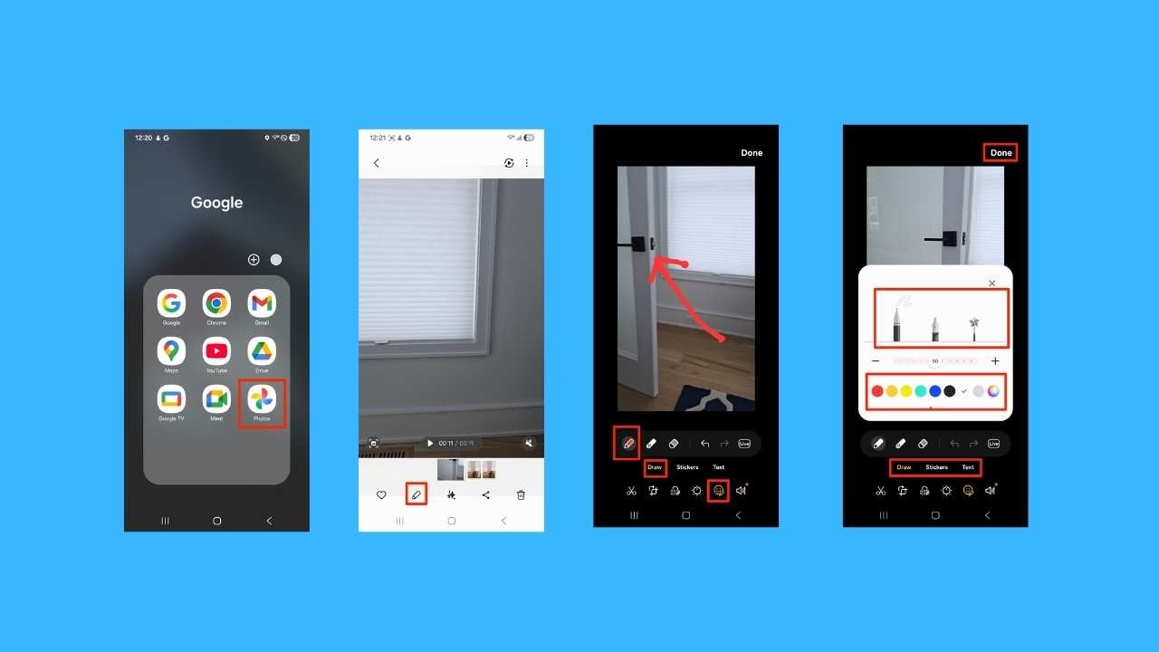 Steps to draw or highlight a video on Android (Android 16)
