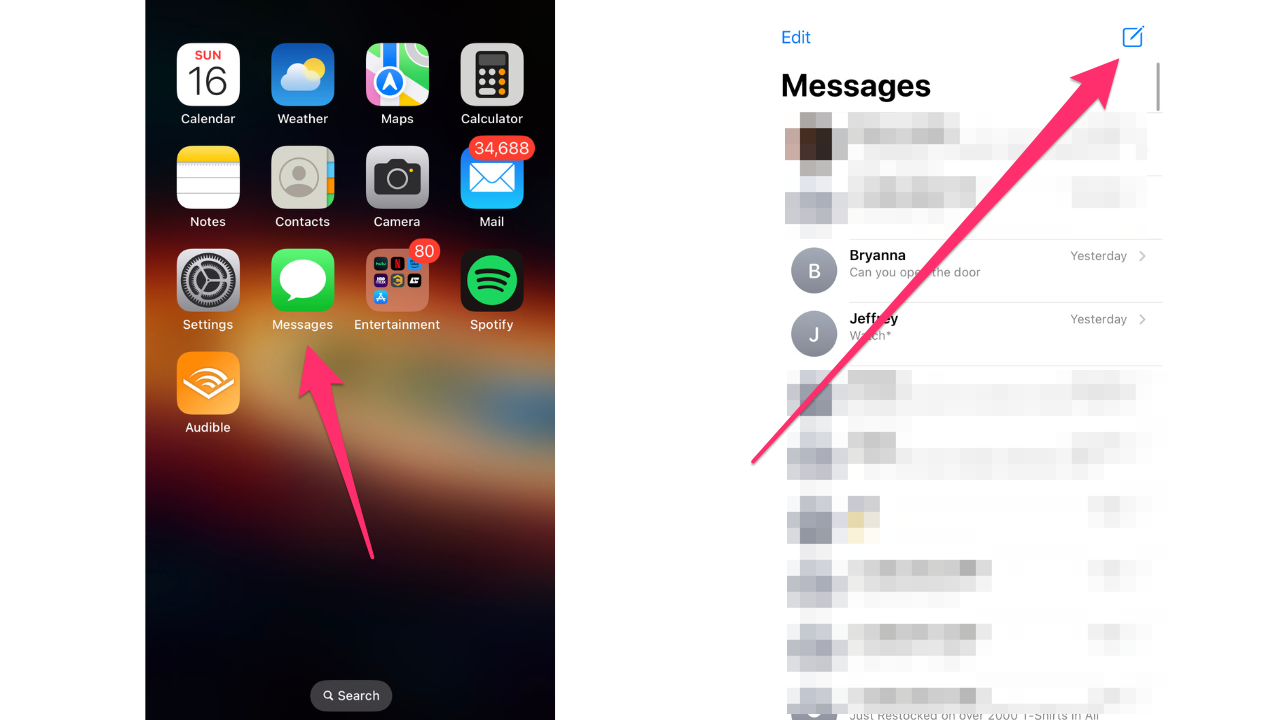 iphone home page and messages app 