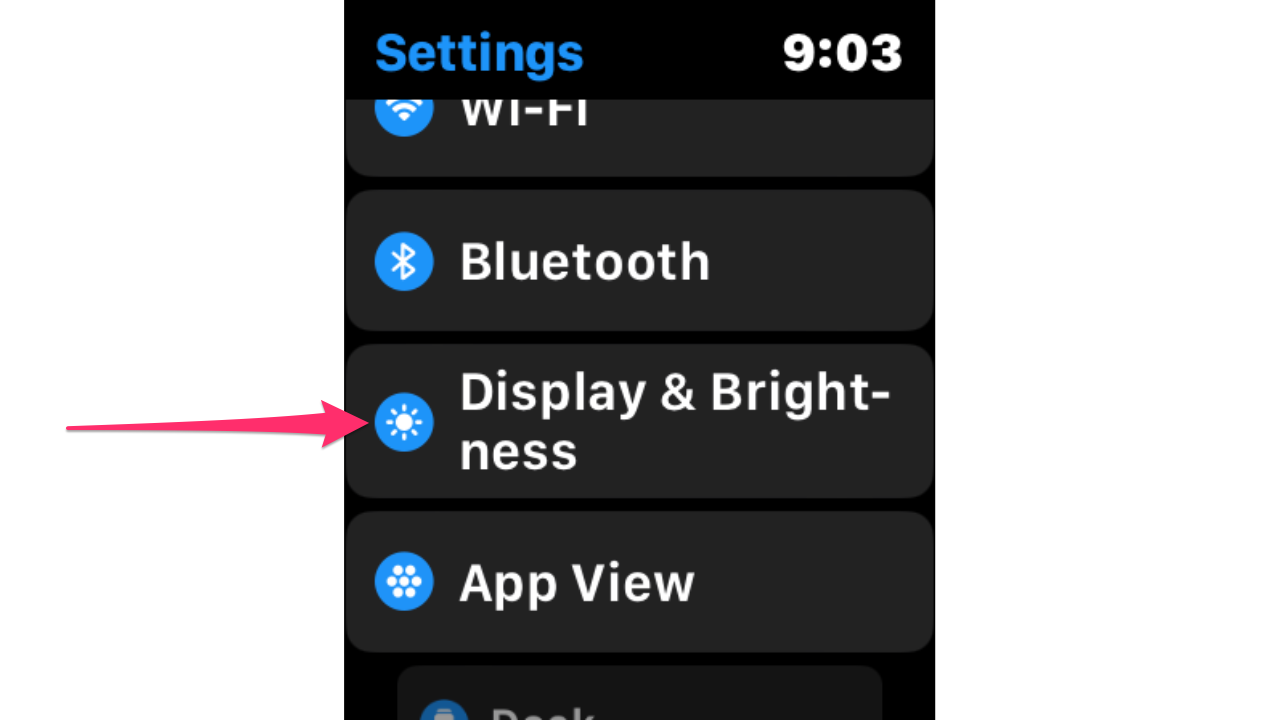 apple watch settings page