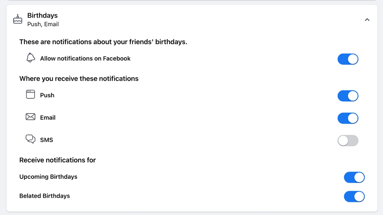 facebook birthday notifications
