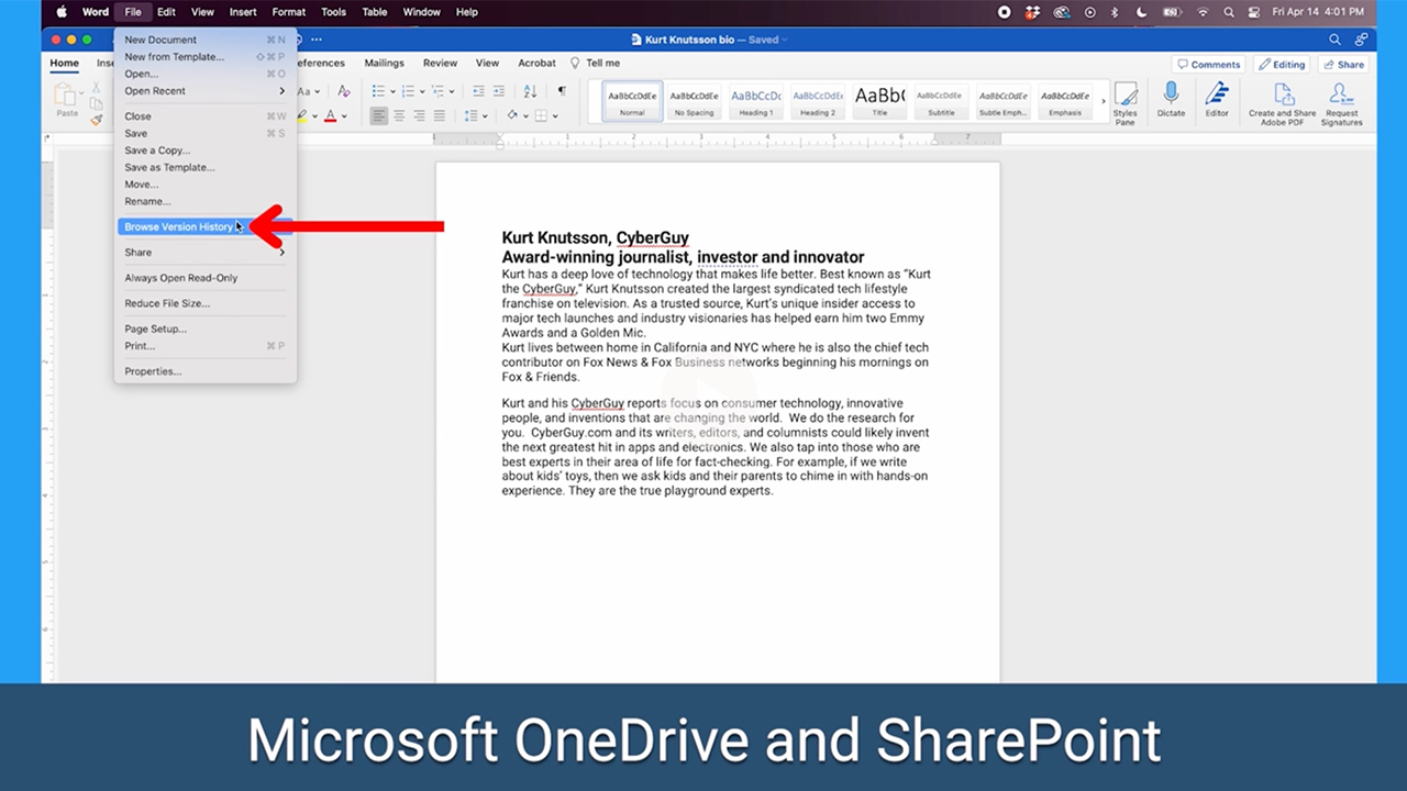 Best ways to save and restore documents - Microsoft OneDrive and Sharepoint