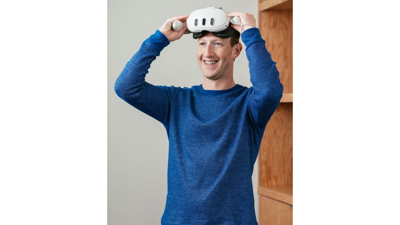 Mark zuckerberg wearing AR goggles. 
