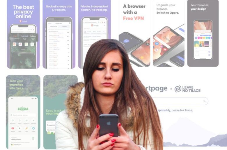 woman surfing web on safe browser