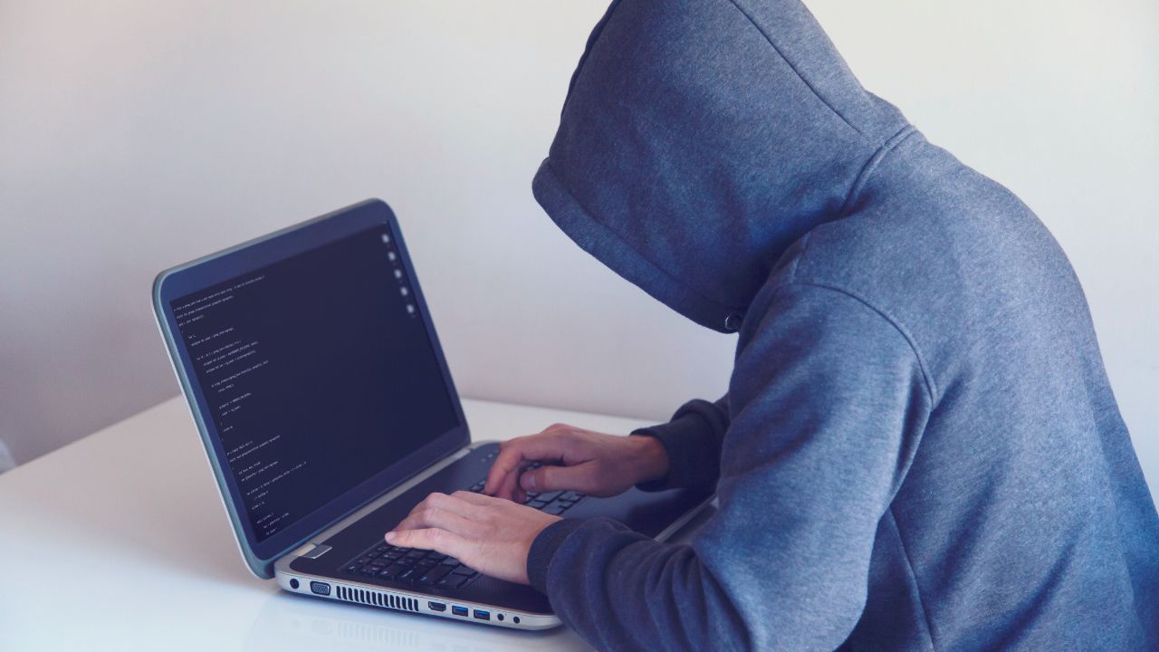person in hoodie using computer