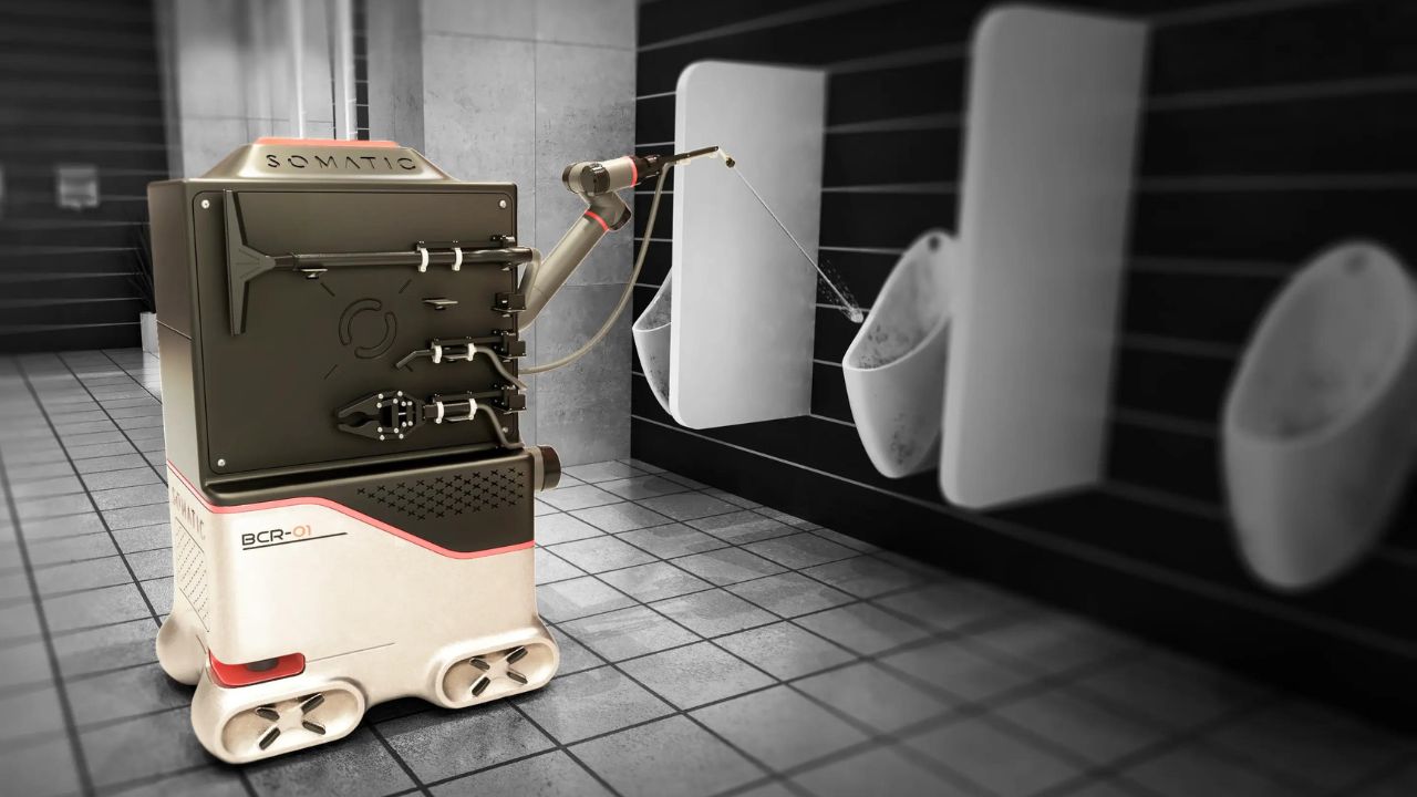 robot cleaning bathroom