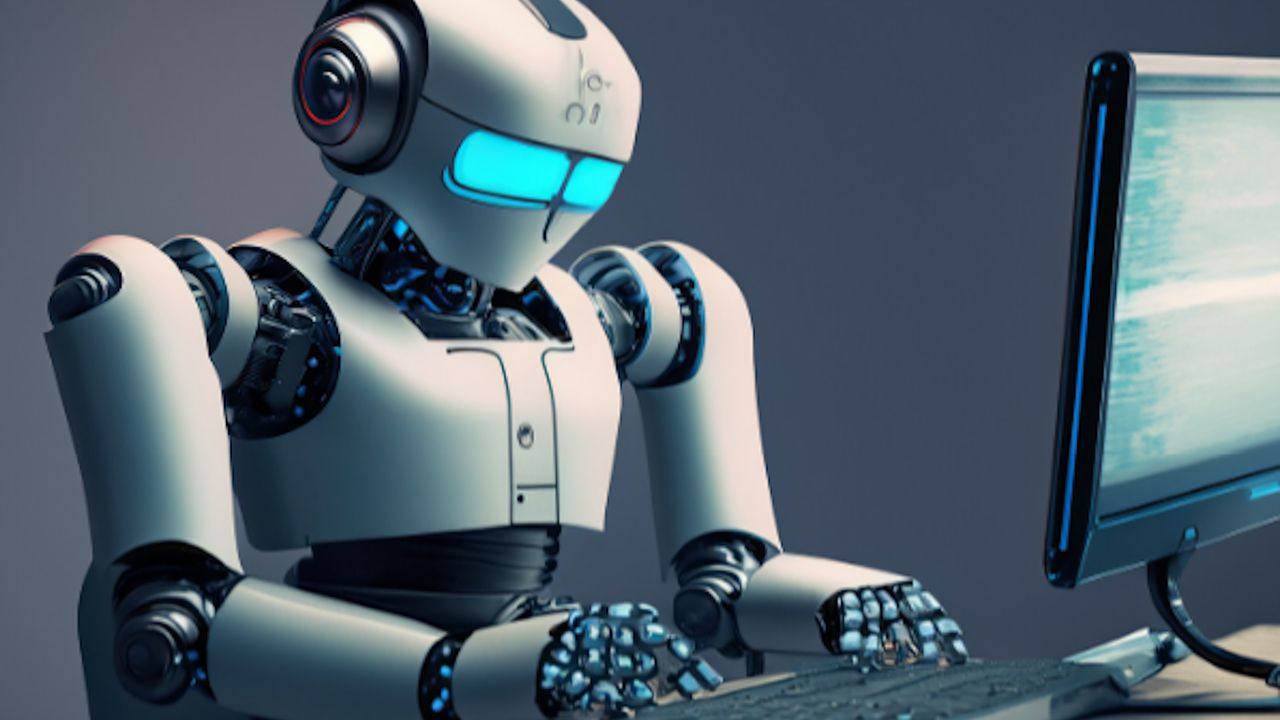 robot typing 