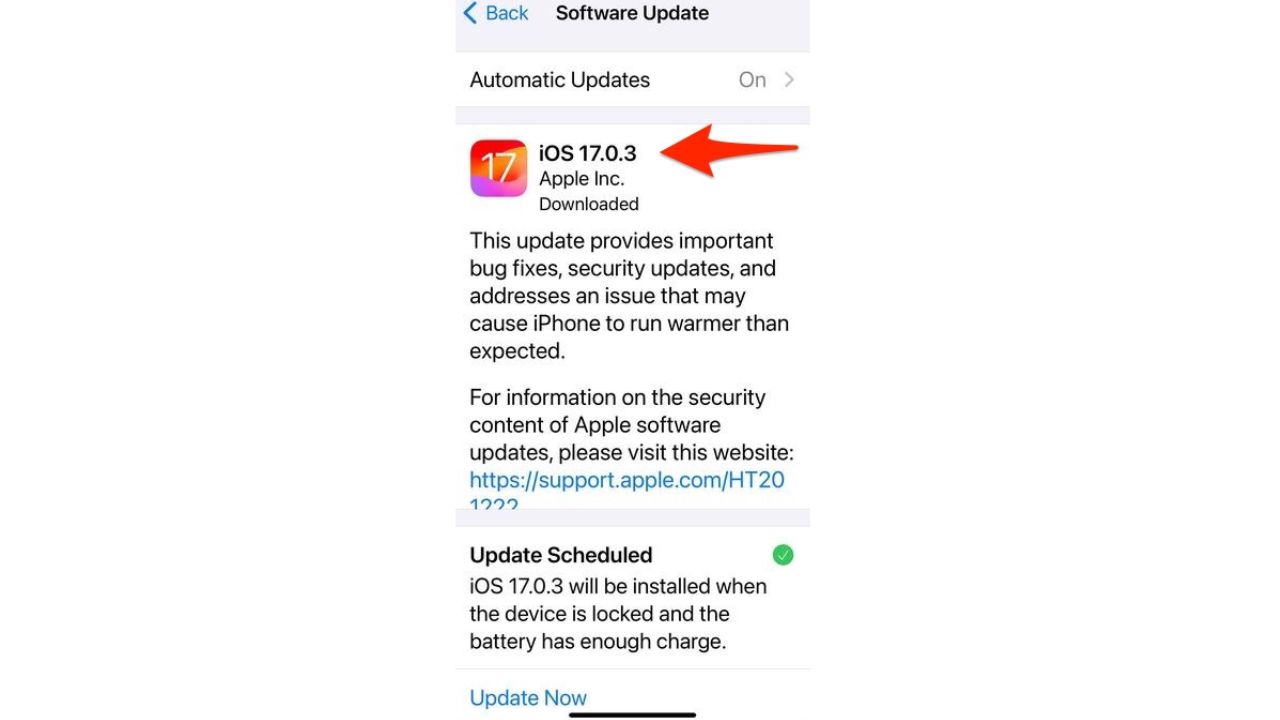 Software Update of iOS 17