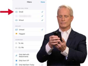 Kurt filtering emails on iPhone