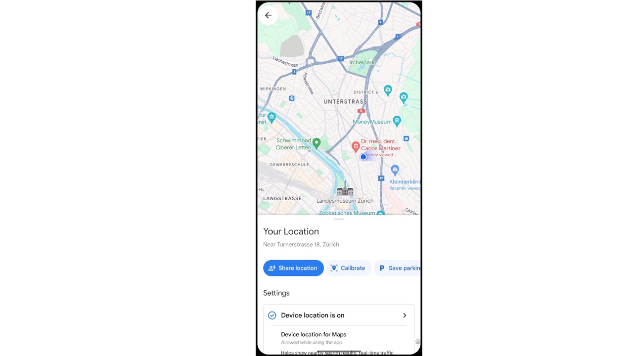 Blue Dot with more control features in Google Maps