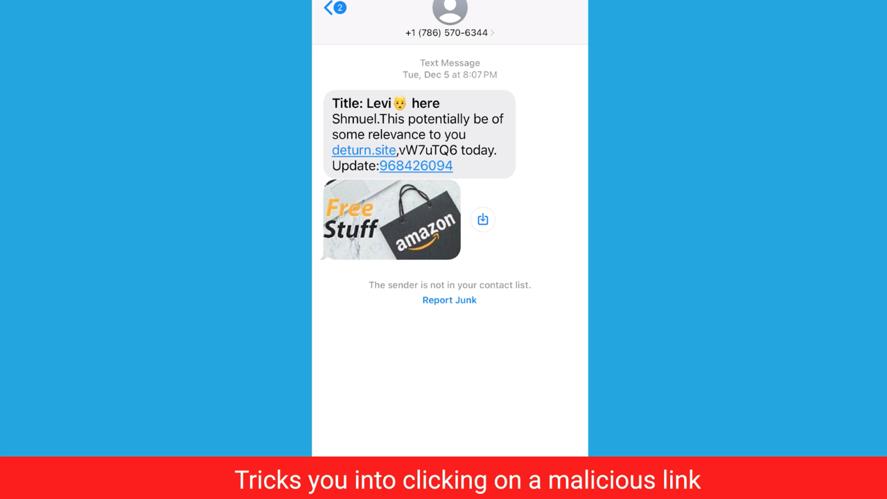 Trick to click a malicious link text sms spoof