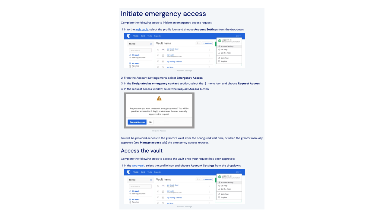 Bitwarden's Emergency Access