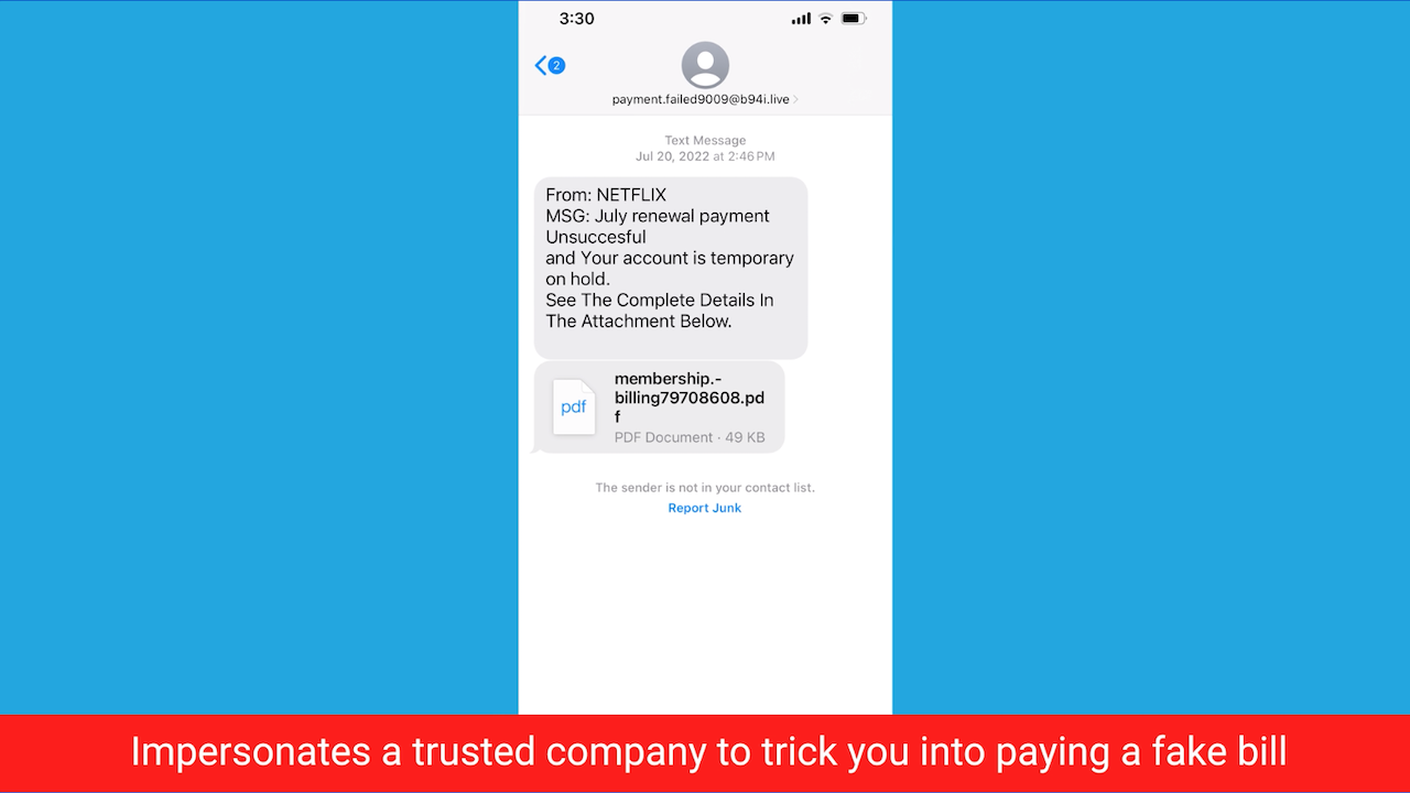 Trick to to pay fake bill text sms spoof