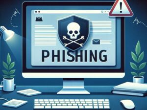 Phishing warning on computer