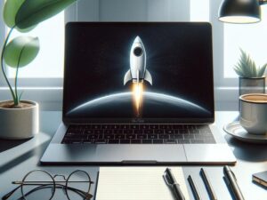 rocket on macbook screen