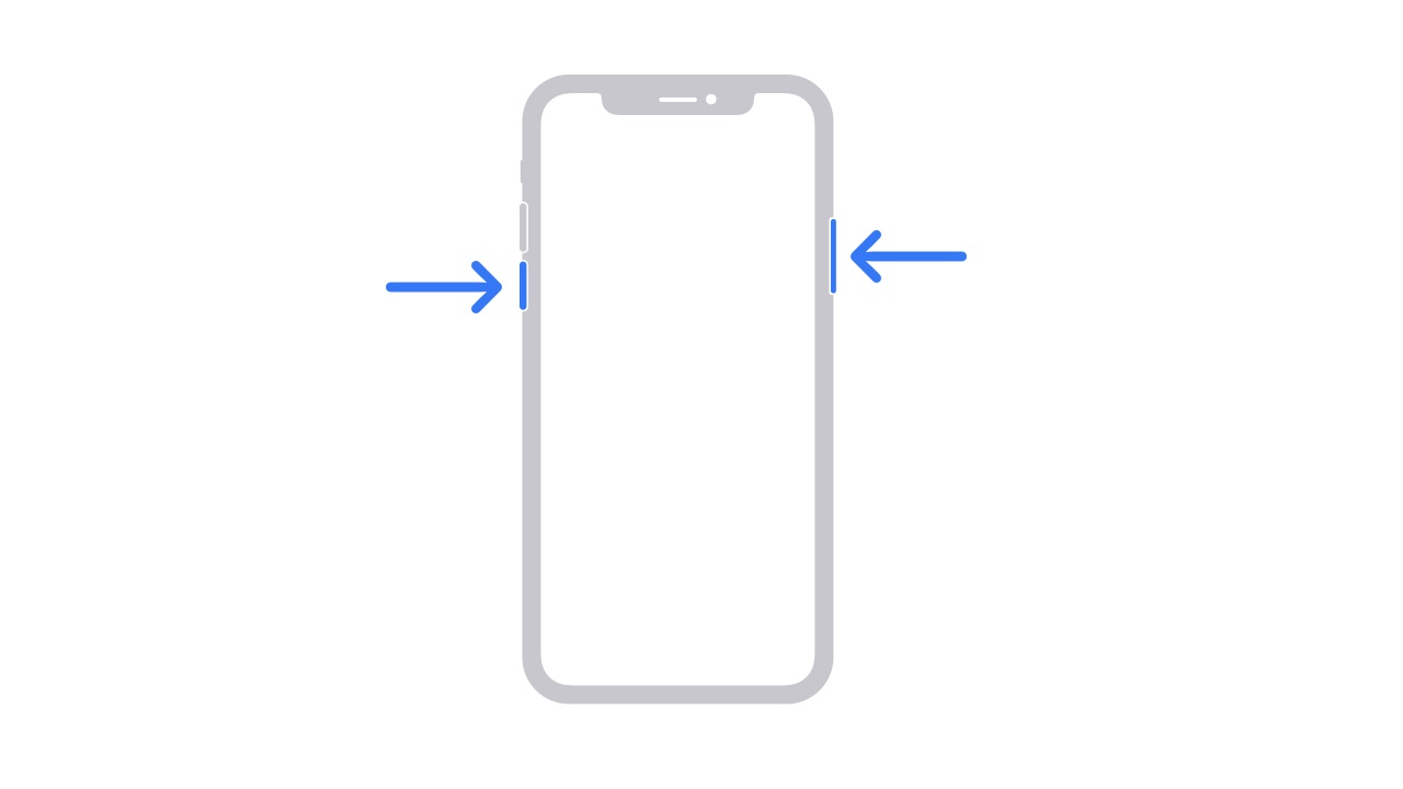 Apple Support photo of restarting iphone X or later