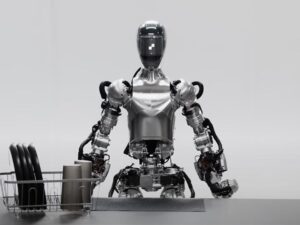 Humanoid robot holds conversation with a human