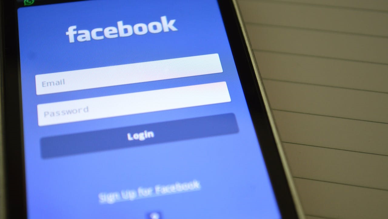 Facebook login screen on smartphone